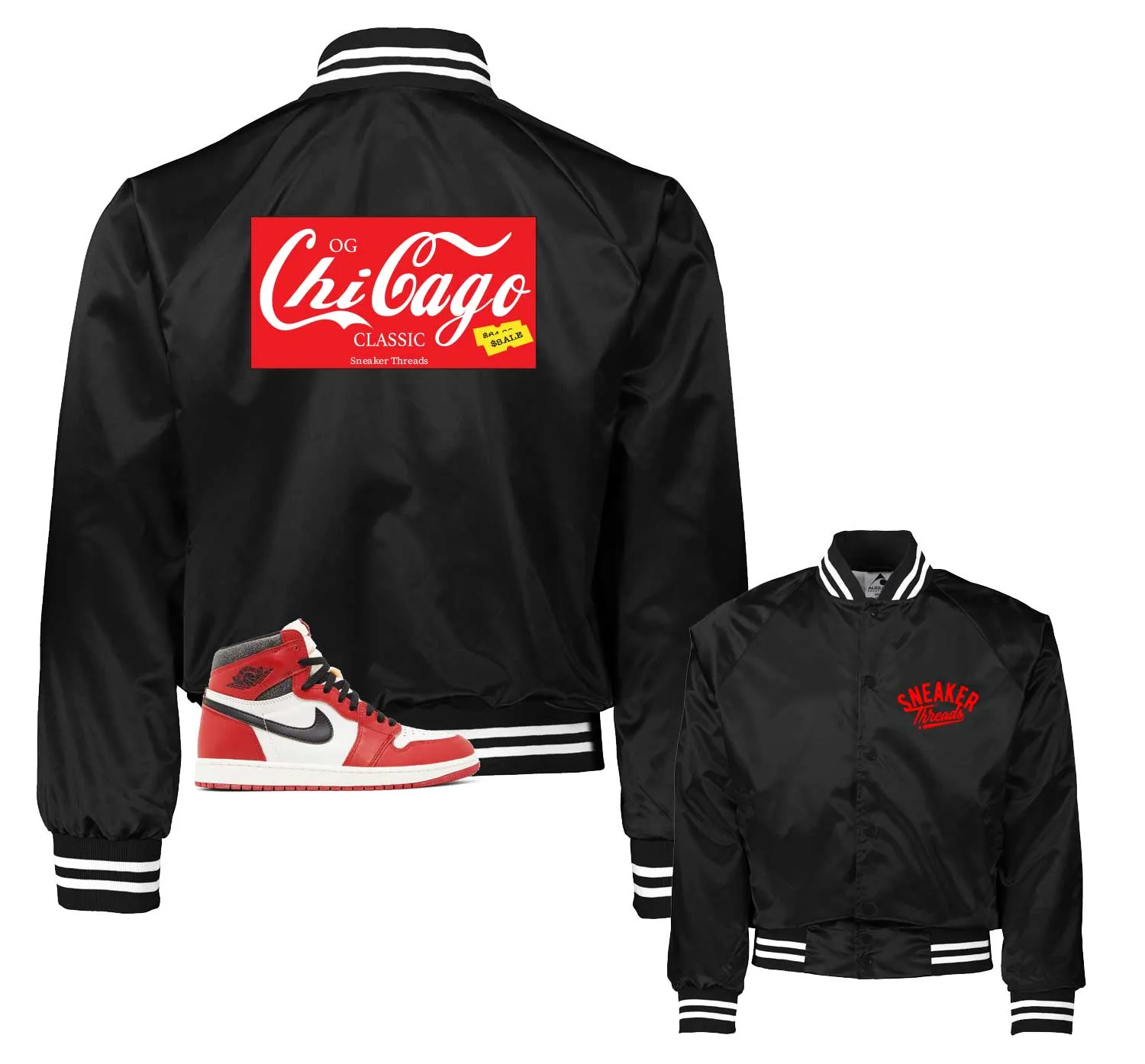 Retro 1 Lost And Found Satin Jacket - Classic - Black