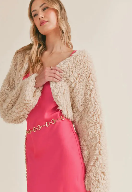 Sadie & Sage - Janae Fur Cropped Jacket Cream