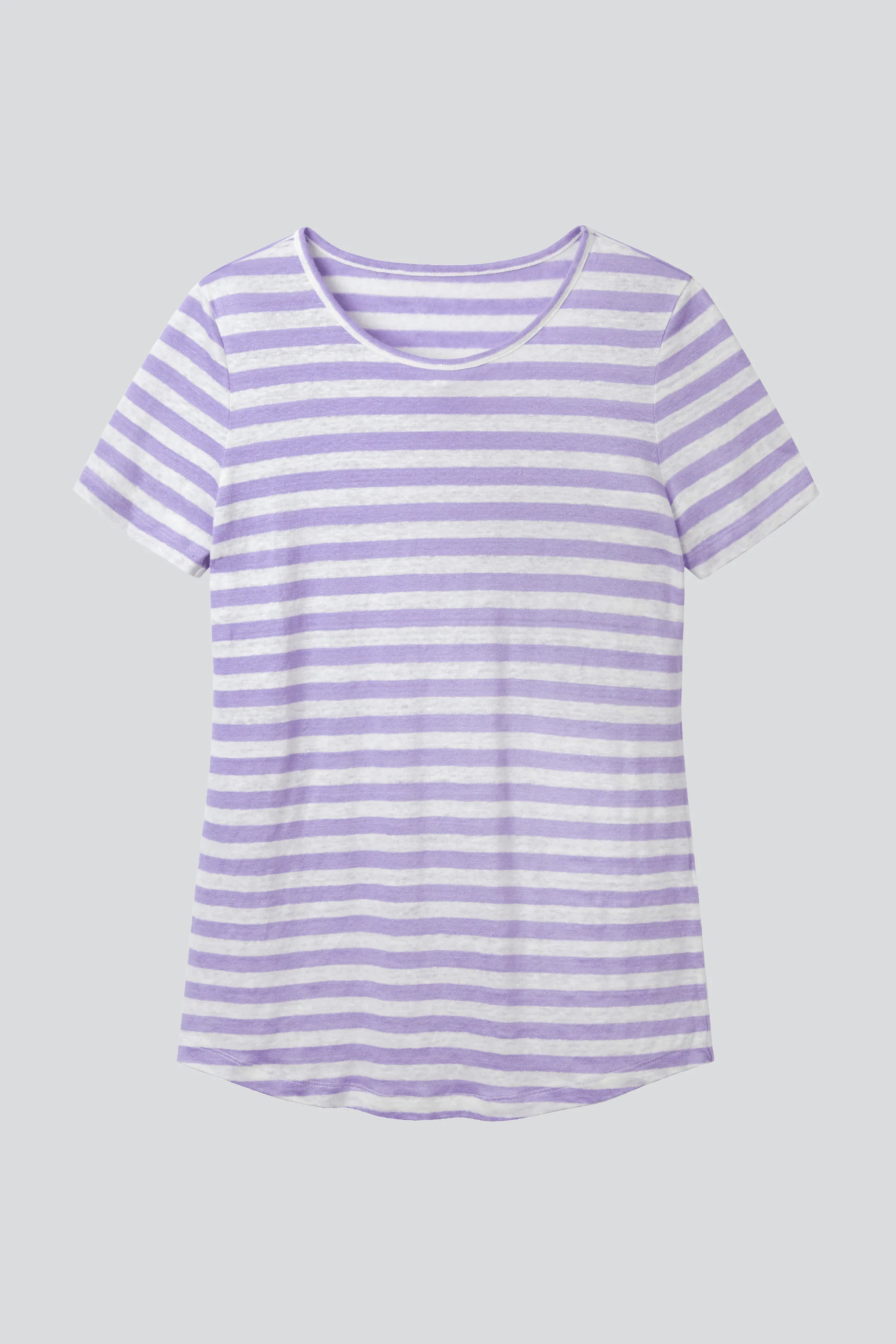 Short Sleeve Striped Linen T-shirt | Lavender