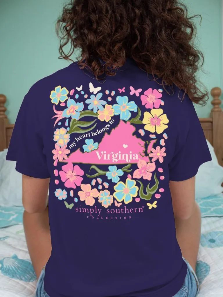 Simply Southern 'My Heart Belongs to Virginia' Floral State Tee