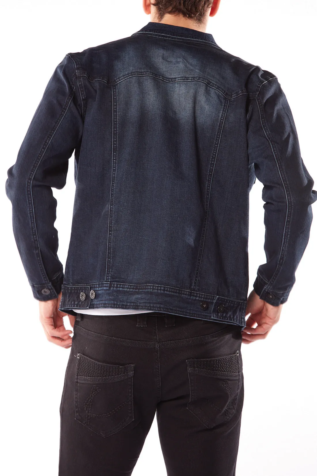 Slim Fit Classic Trucker Jean Jacket - Vintage Dark Indigo Rinse