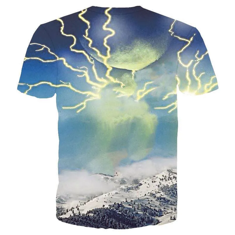 Thundercat Giant White Kitty Cat Playing With Lighting Print Graphic Tee