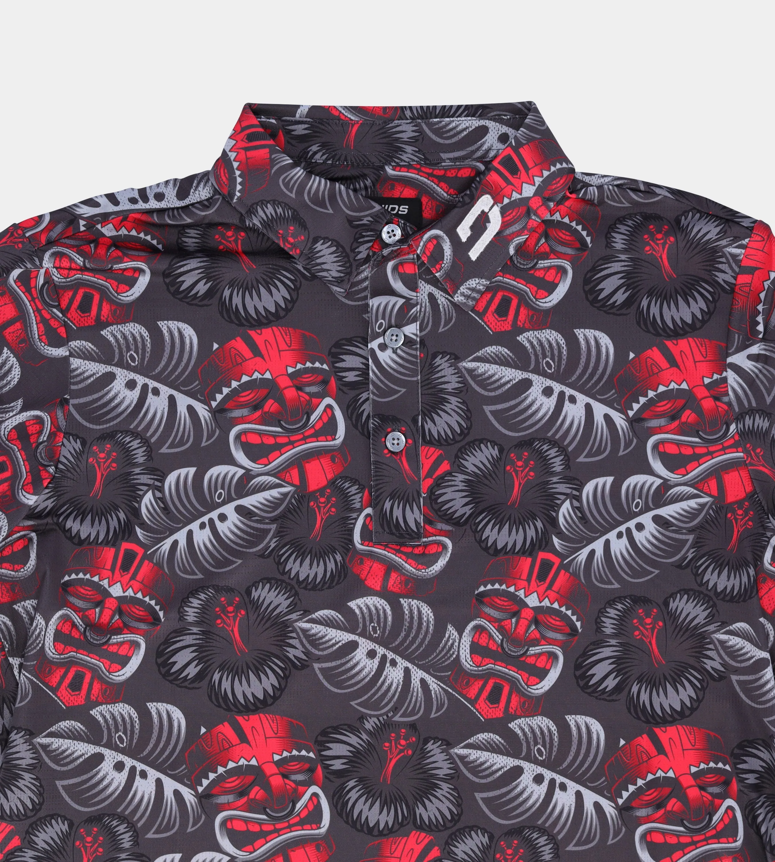 TIKI POLO - CHARCOAL / RED