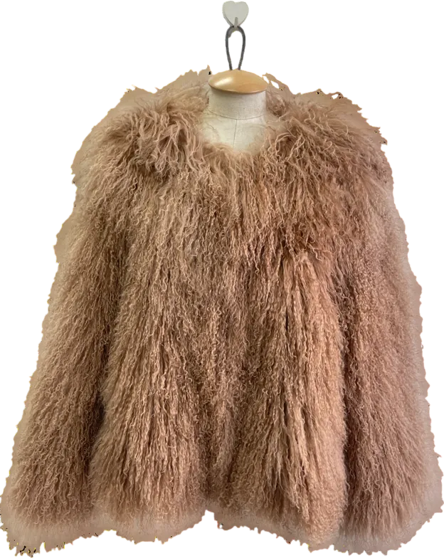 Twenty Fall Beige Cali Mongolian Fur Coat UK M