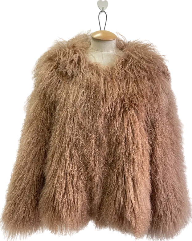 Twenty Fall Beige Cali Mongolian Fur Coat UK M