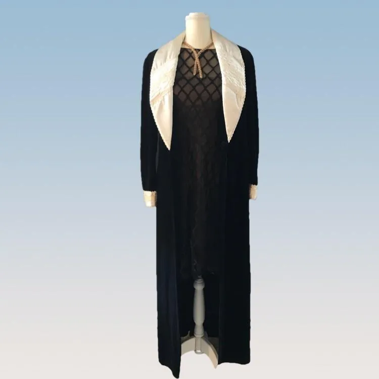 Vintage Black Velvet Coat with Cream Silk Lining by Christian Dior. Upcycled Vintage Clothing.