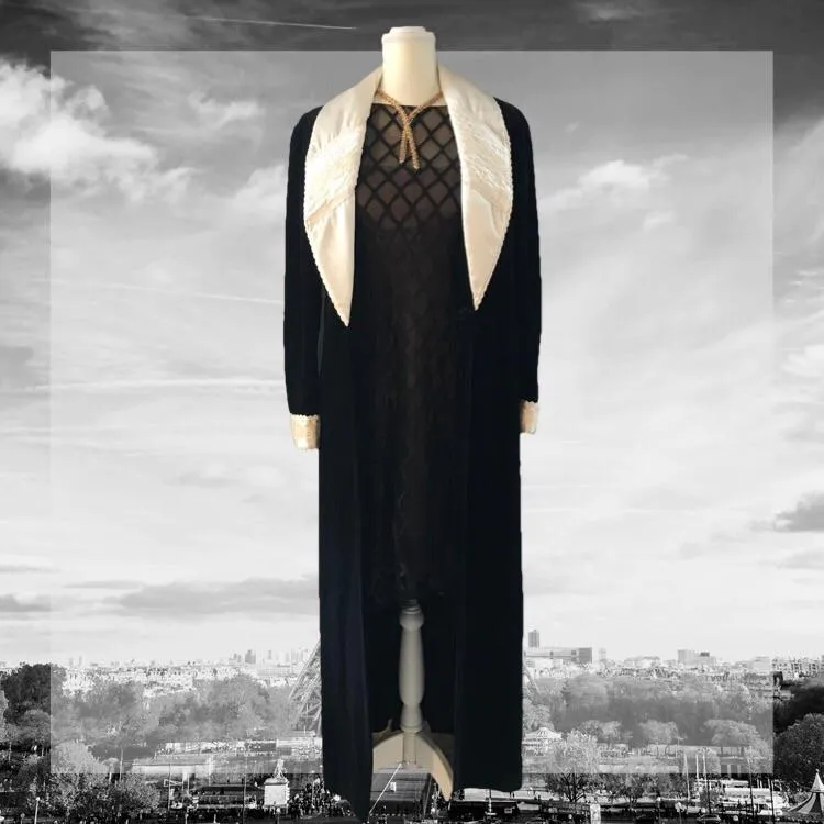 Vintage Black Velvet Coat with Cream Silk Lining by Christian Dior. Upcycled Vintage Clothing.