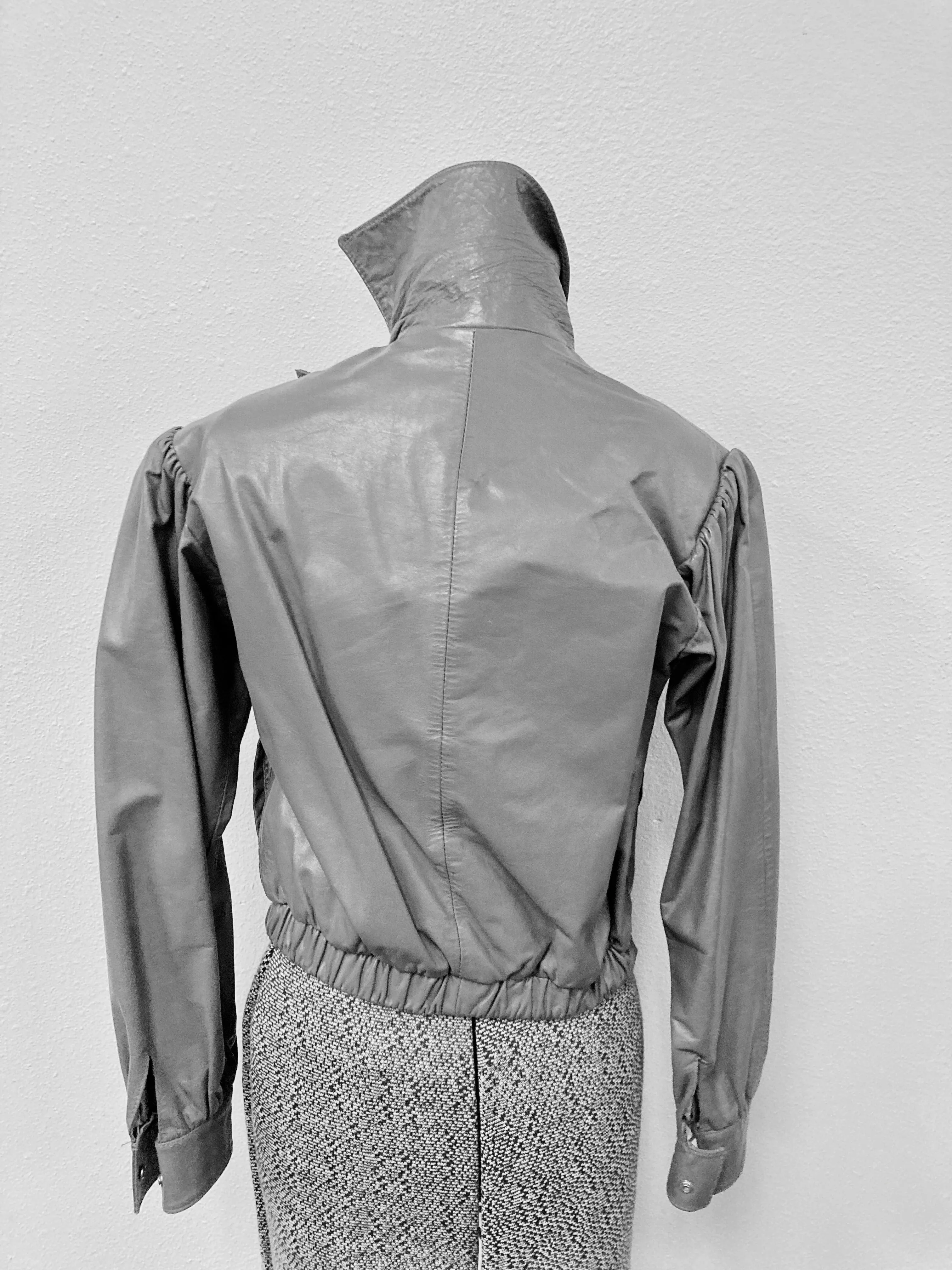 Vintage Leather 80's Grey Ladies 1980's Jacket Size 7