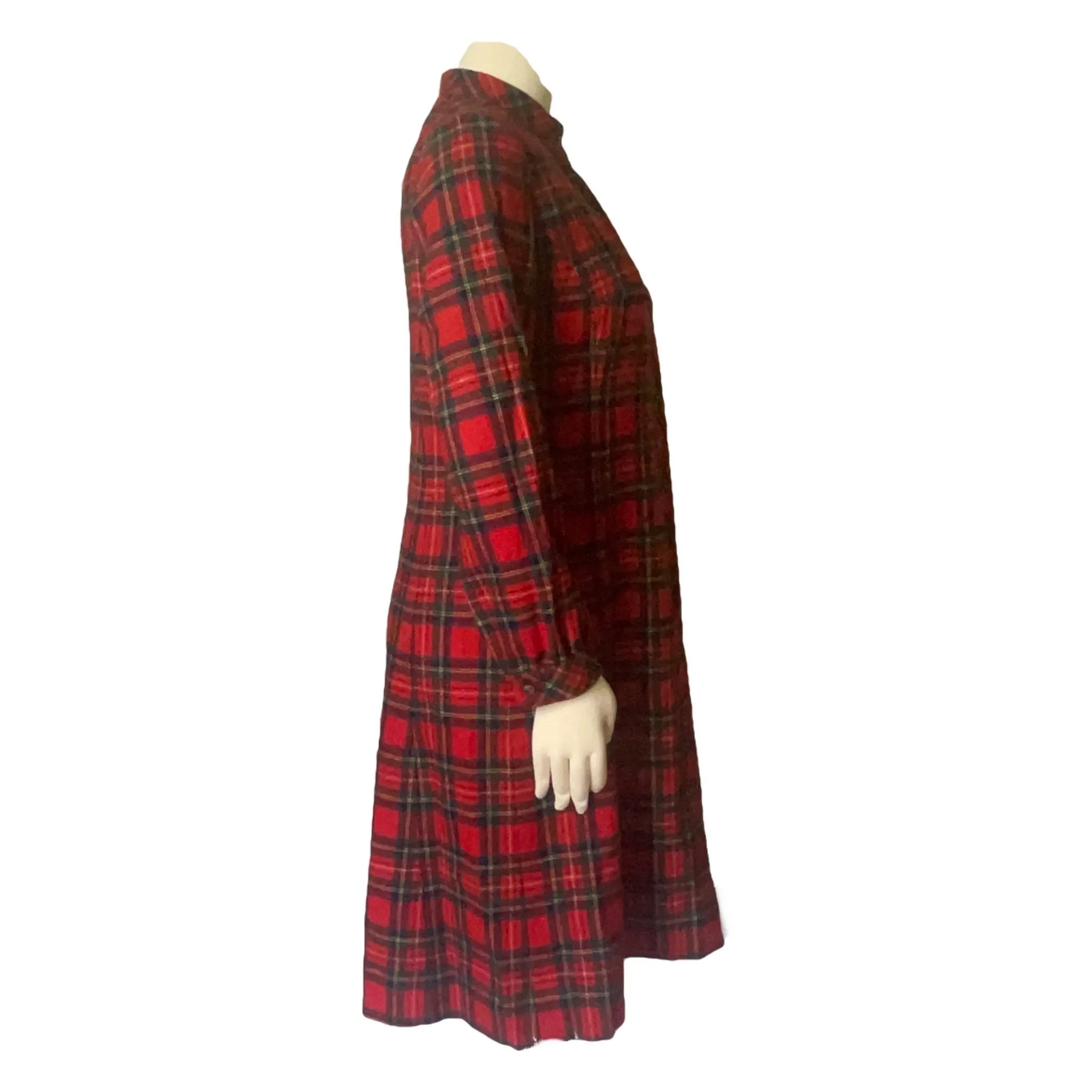 Vintage Red Plaid Wool Shirt Dress by Pendleton. Perfect Traditional Preppy Style for the Holidays.