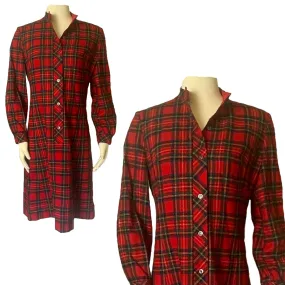 Vintage Red Plaid Wool Shirt Dress by Pendleton. Perfect Traditional Preppy Style for the Holidays.