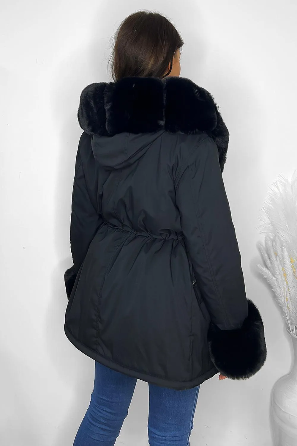 Faux Fur Detachable Fully Lined Versatile Hooded Winter Jacket