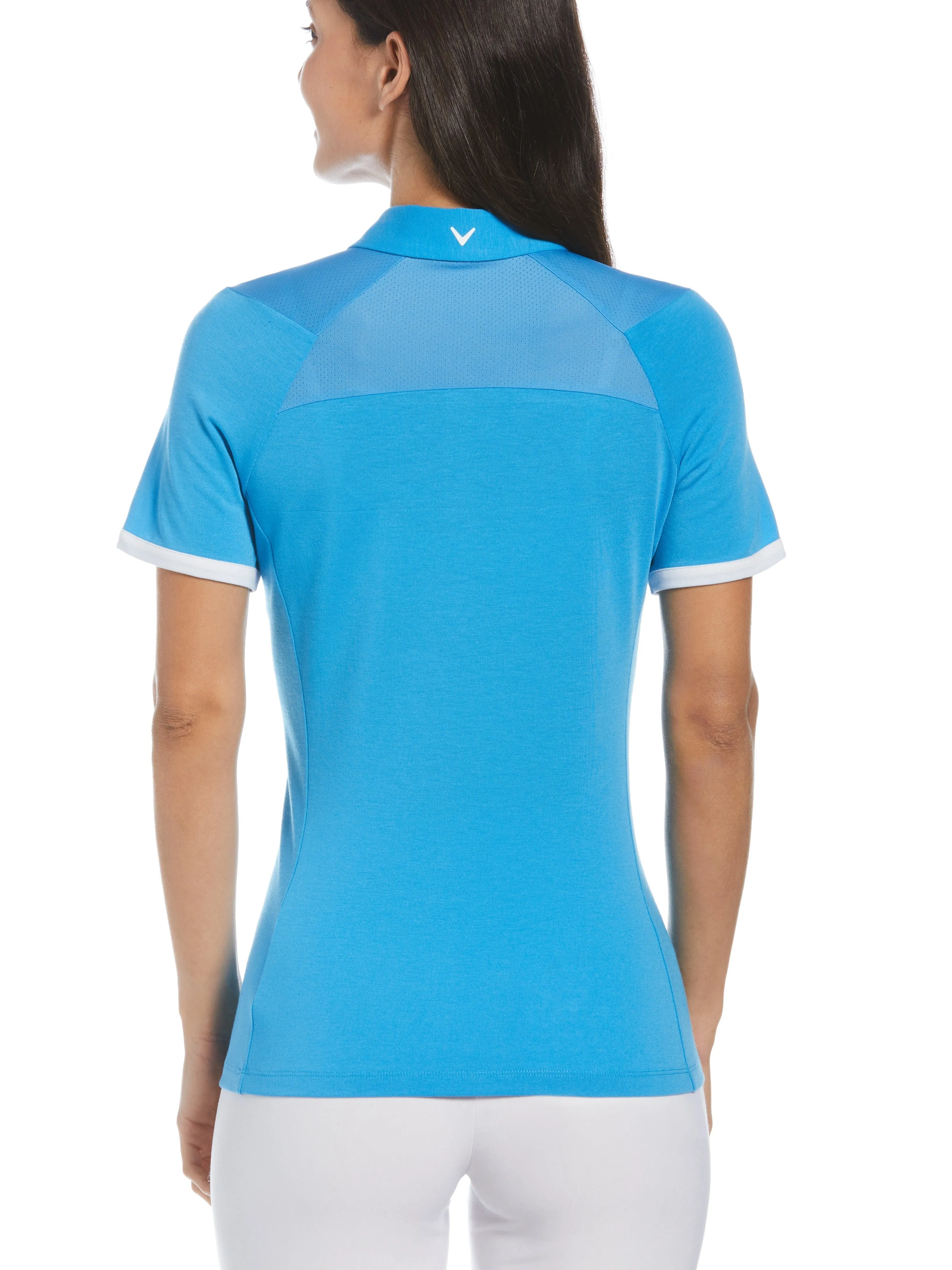 Womens Swing Tech Asymmetrical Color Block Golf Polo