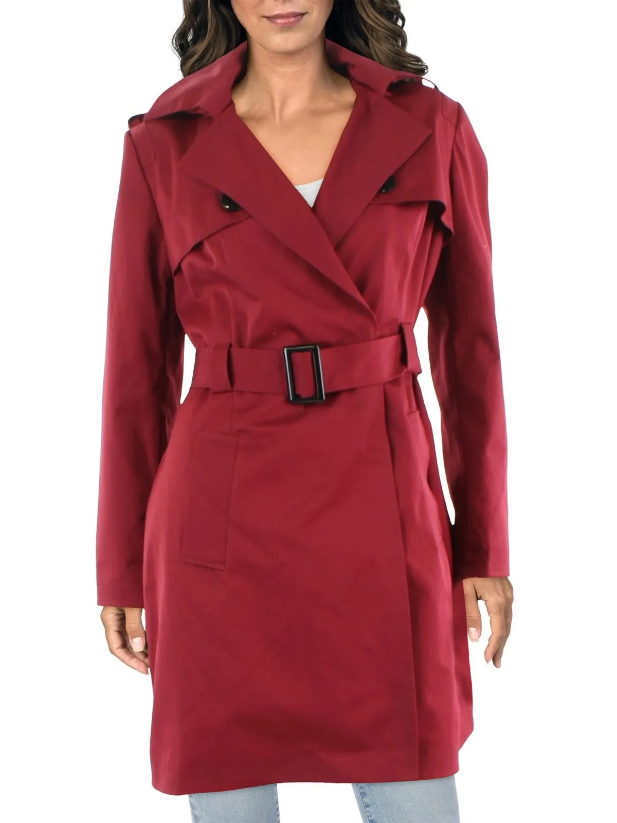 Womens Woven Long Sleeves Trench Coat