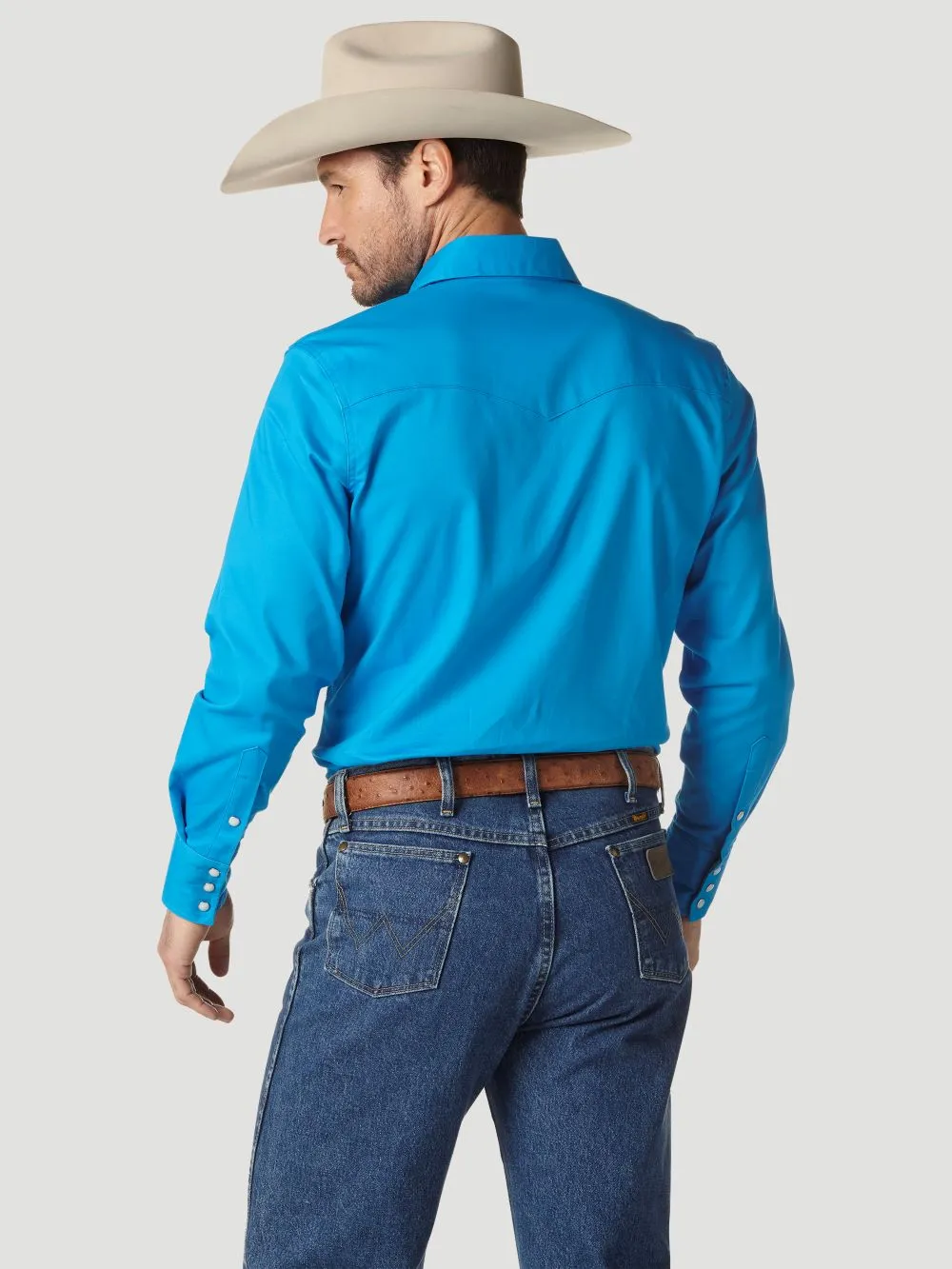 'Wrangler' Men's Advanced Comfort Cowboy Cut Snap Front - Blue