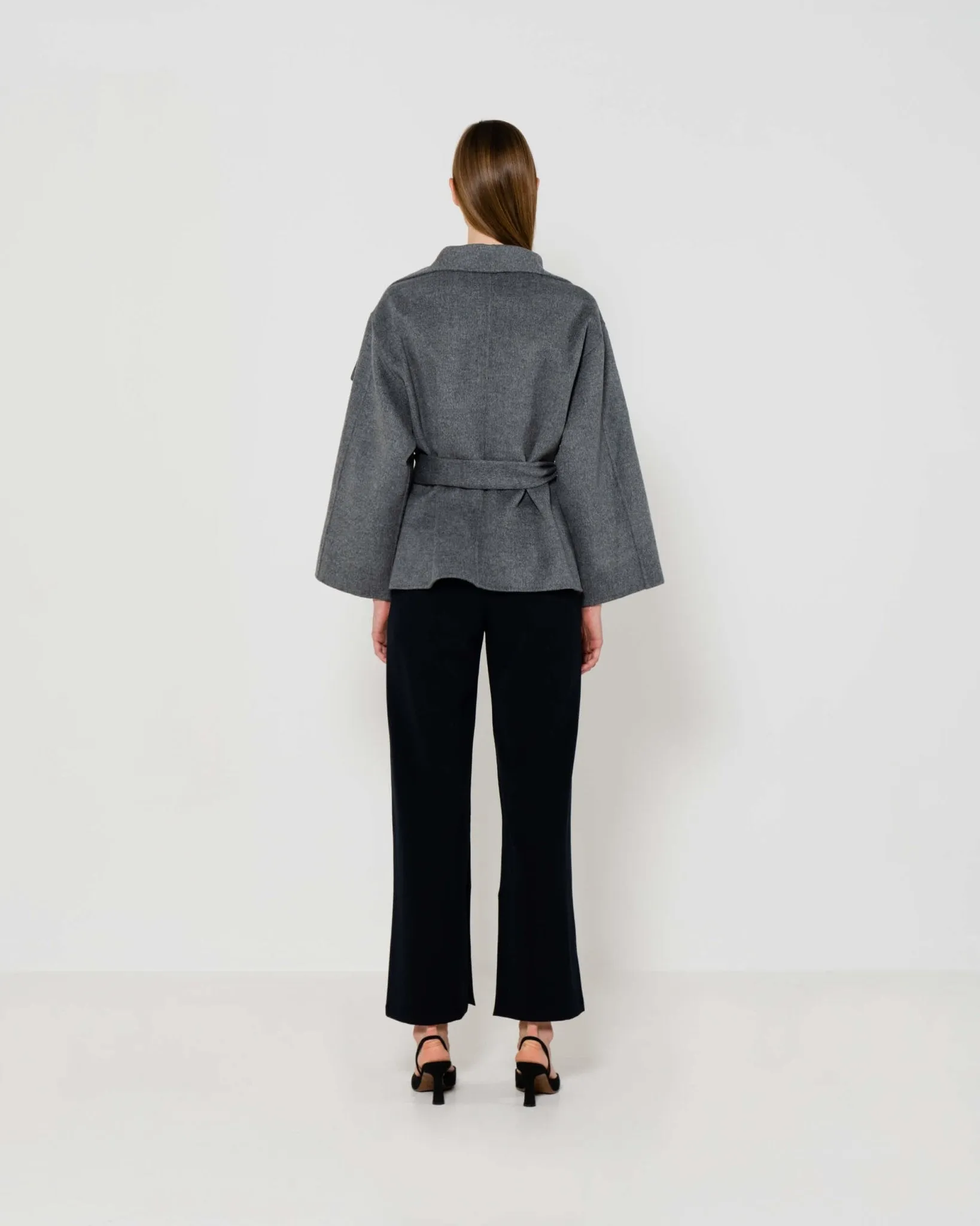 Wrap-over wool coat | Grey