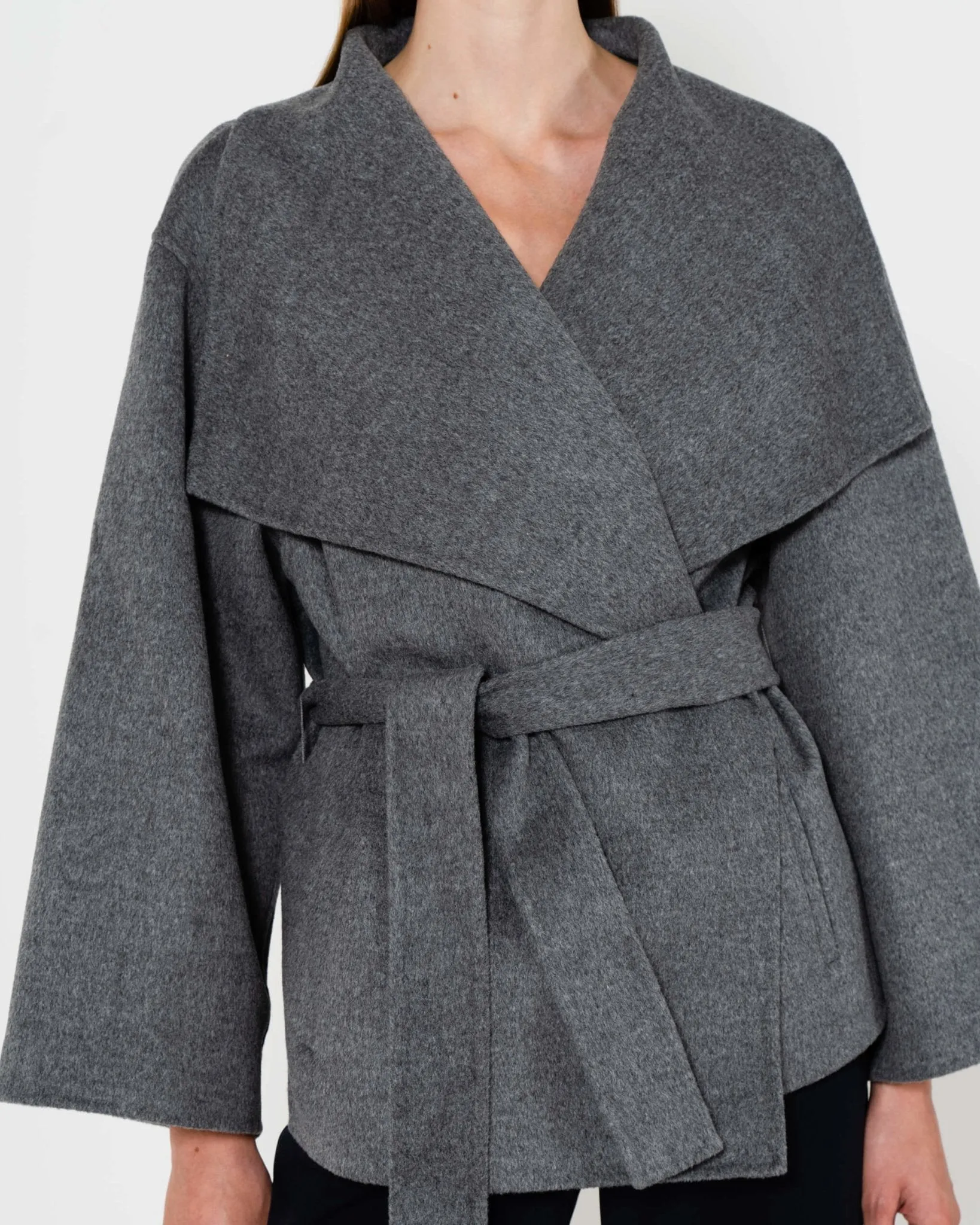 Wrap-over wool coat | Grey